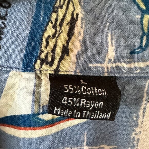 David Carey Originals Maine Button Up Shirt L Map Print Lighthouse Blue - Picture 7 of 9